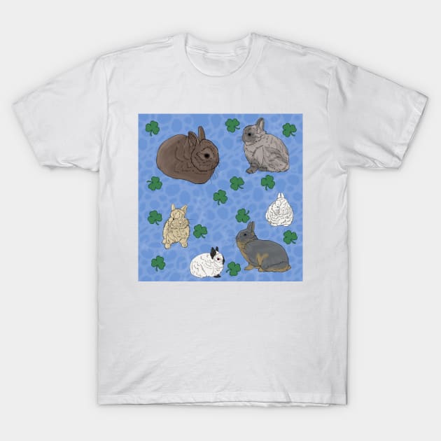 Netherland Dwarf Rabbits Blue T-Shirt by TrapperWeasel